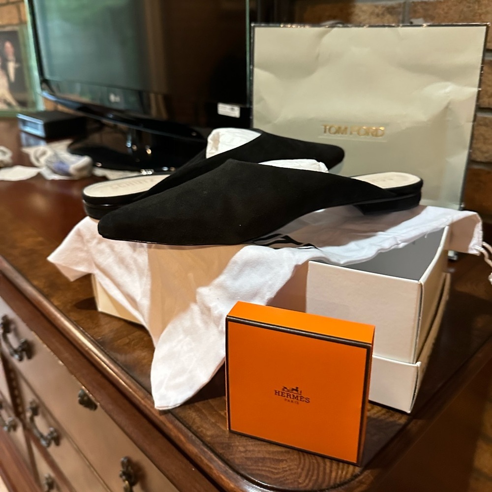 Schutz Raylene Deluxe Suede Black Mules